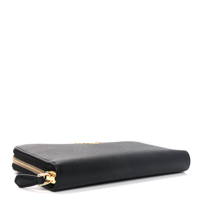 Prada Saffiano Metal Zip Around Wallet Black 4 of 7