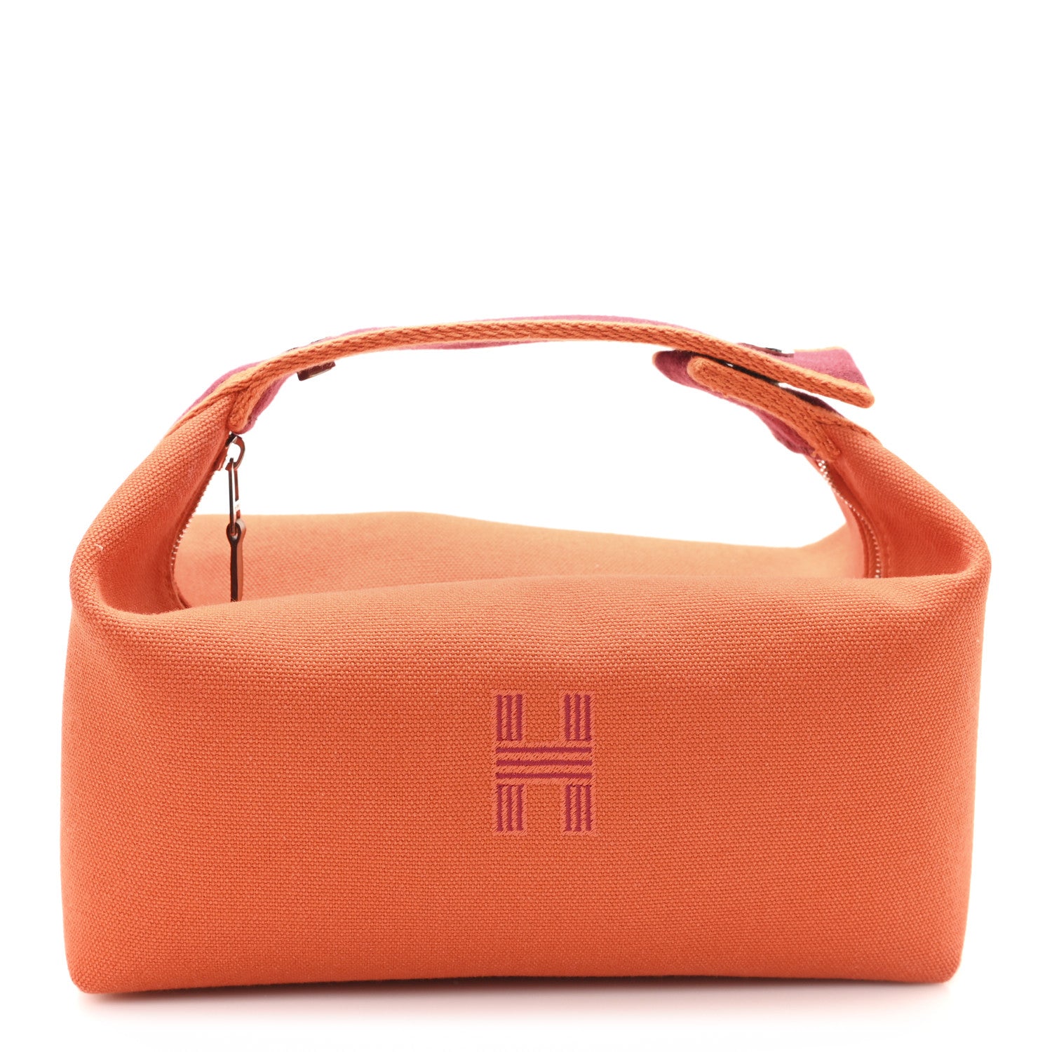 Hermes Canvas Small Bride-A-Brac Pouch Orange Burgundy 1 of 6