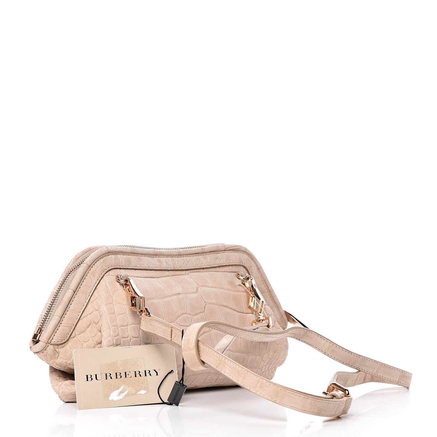 Nubuck Alligator Small Wilburg Clutch Natural Nude