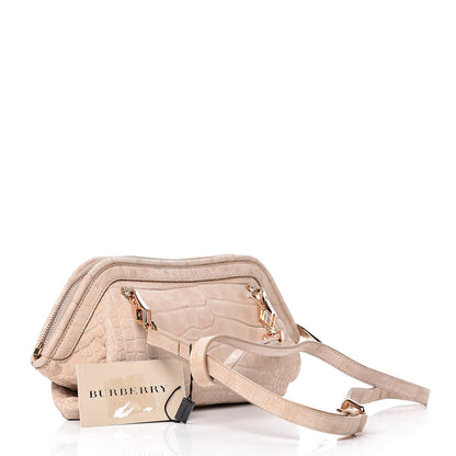 Burberry Nubuck Alligator Small Wilburg Clutch Natural Nude 3 of 12