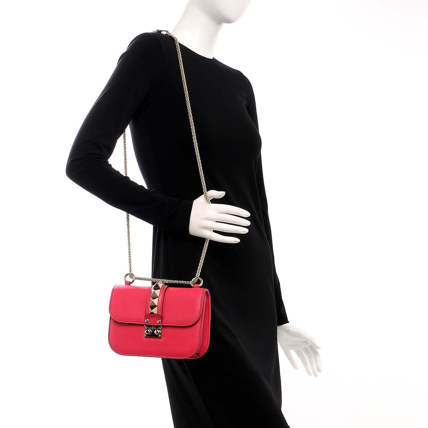 Valentino Garavani Vitello Small Glam Lock Rockstud Flap Pink 2 of 6