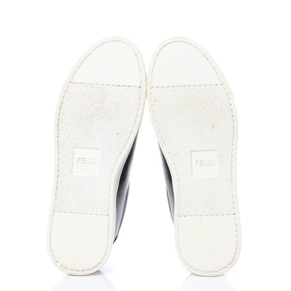 Fendi Vitello Microfiber FF Rockoclick Slip On Sneakers 36.5 Black Tobacco 5 of 9