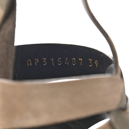 Saint Laurent Suede Camouflage Print Tribute 105 Platform Sandals 39 Green 7 of 18