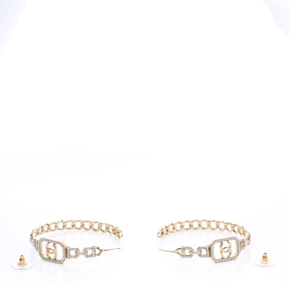 Chanel Crystal CC Vendome Hoop Earrings Gold 3 of 4