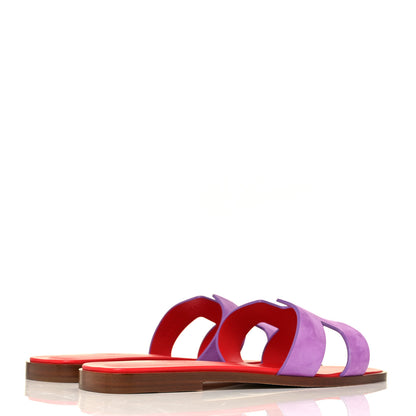 Hermes Suede Goatskin Oran Sandals 39.5 Violet Parme 4 of 9