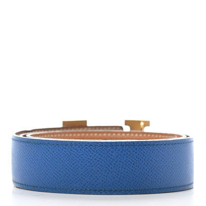 Hermes Courchevel 32mm H Belt 70 Bleu France Gold 2 of 8