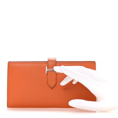Hermes Epsom Bearn Gusset Wallet Orange 2 of 8