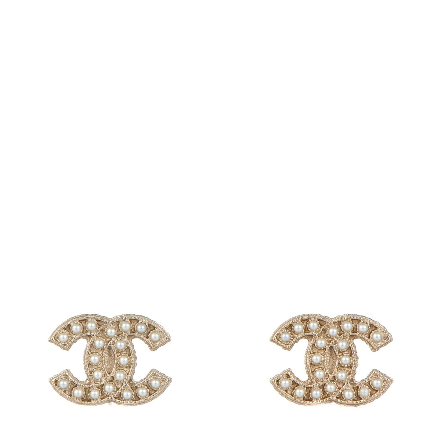 Crystal Pearl CC Earrings Light Gold