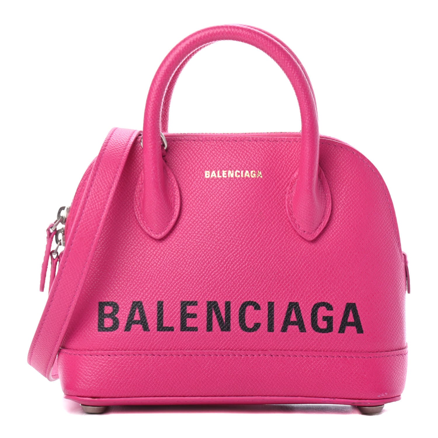 Balenciaga Signature Grained Calfskin Logo XXS Ville Top Handle Bag Fuchsia 1 of 4