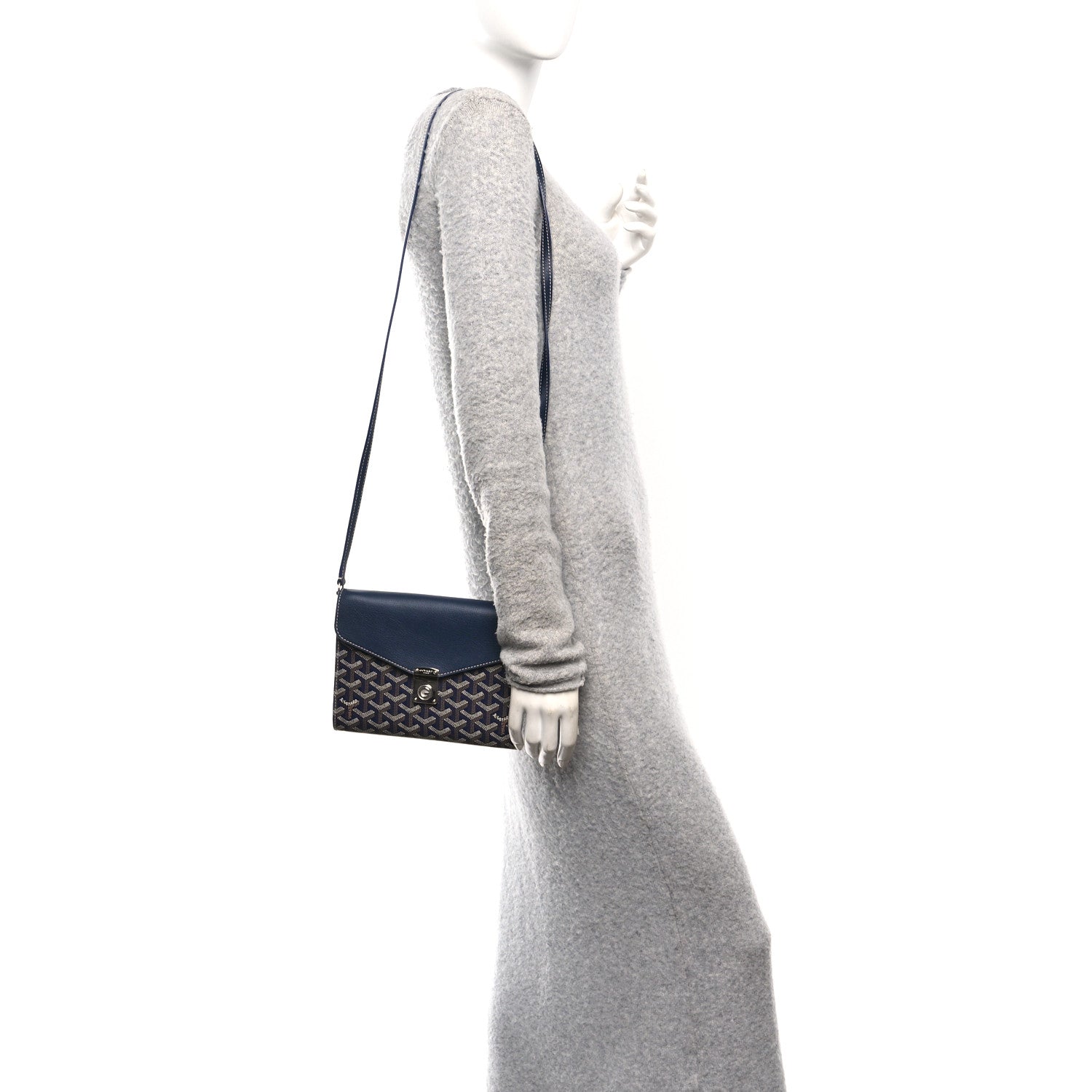 Goyard Goyardine Calfskin Chypre Wallet Pouch Navy 2 of 10