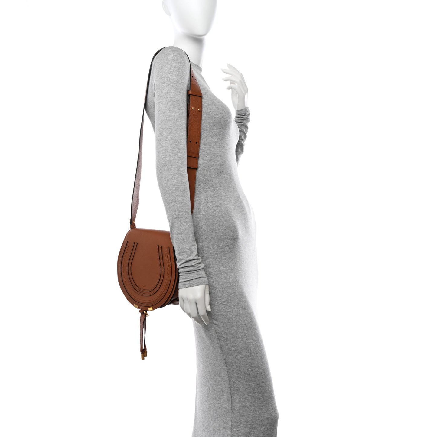 Calfskin Medium Marcie Round Crossbody Bag Tan