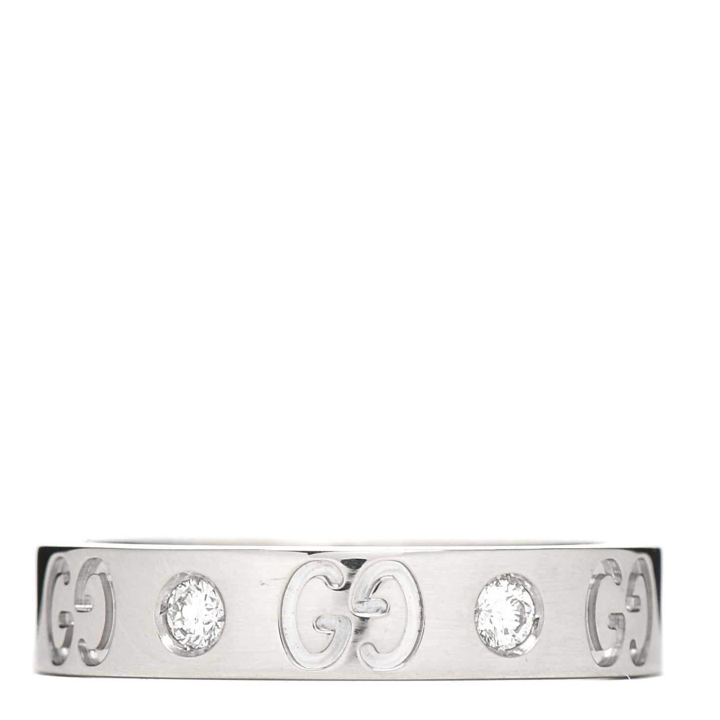 18K White Gold Diamond Icon Band Ring 51 5.75