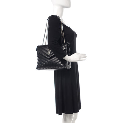 Saint Laurent Calfskin Y Quilted Monogram Medium Loulou Chain Satchel Black 2 of 10