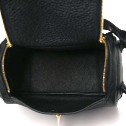 Hermes Taurillon Clemence Mini Lindy 20 Black 5 of 11