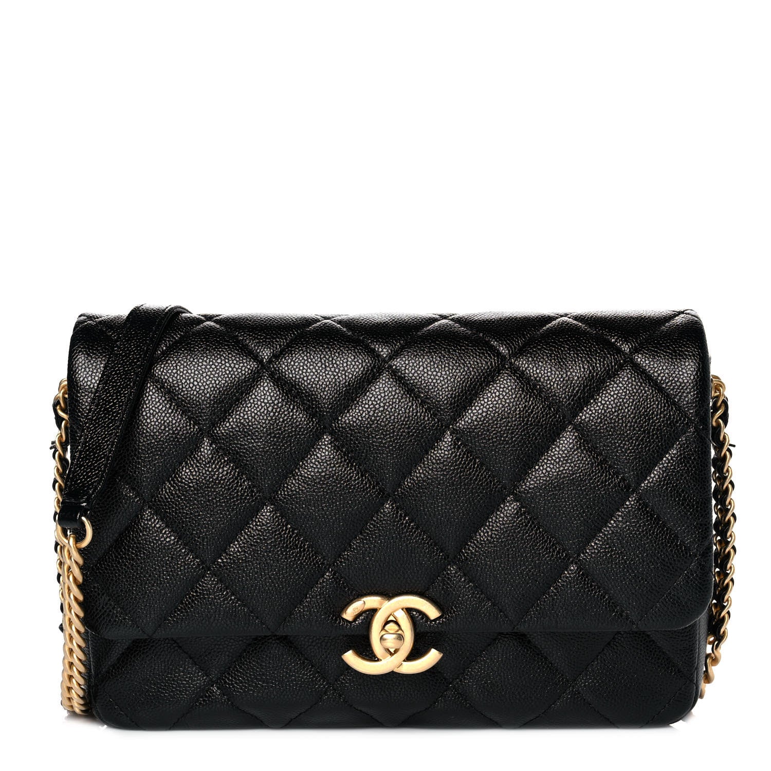 Chanel Shiny Caviar Quilted Large Chain Melody Flap Black 1 of 9