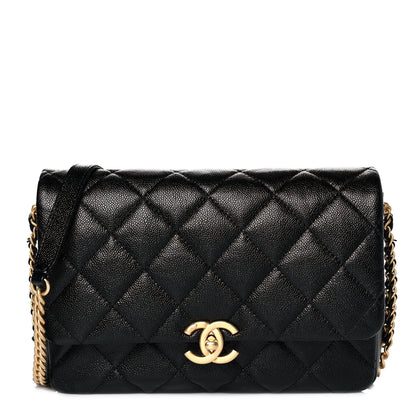 Chanel Shiny Caviar Quilted Large Chain Melody Flap Black 1 of 9
