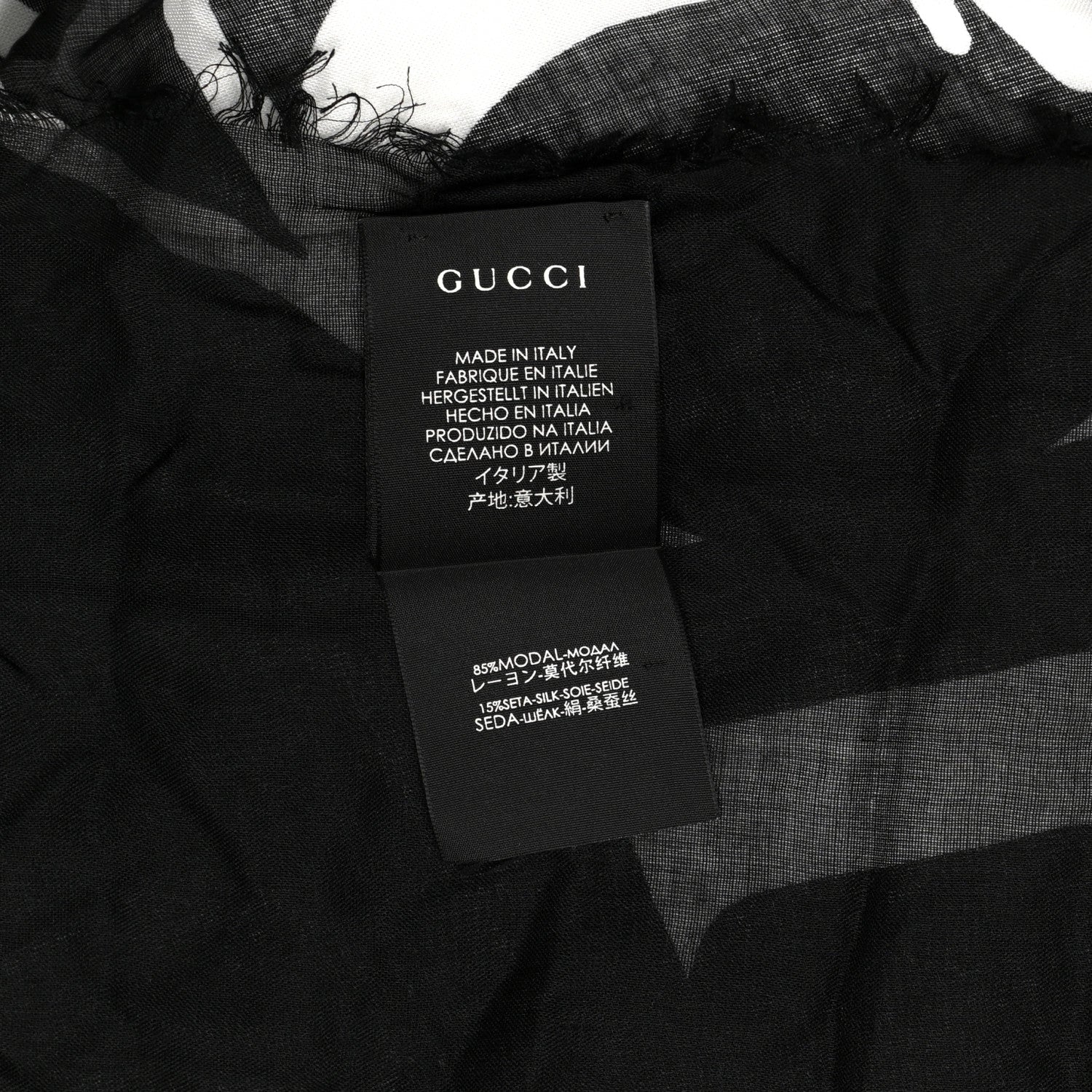 Gucci Modal Silk Coco Capitan Logo Square Scarf Black 4 of 4