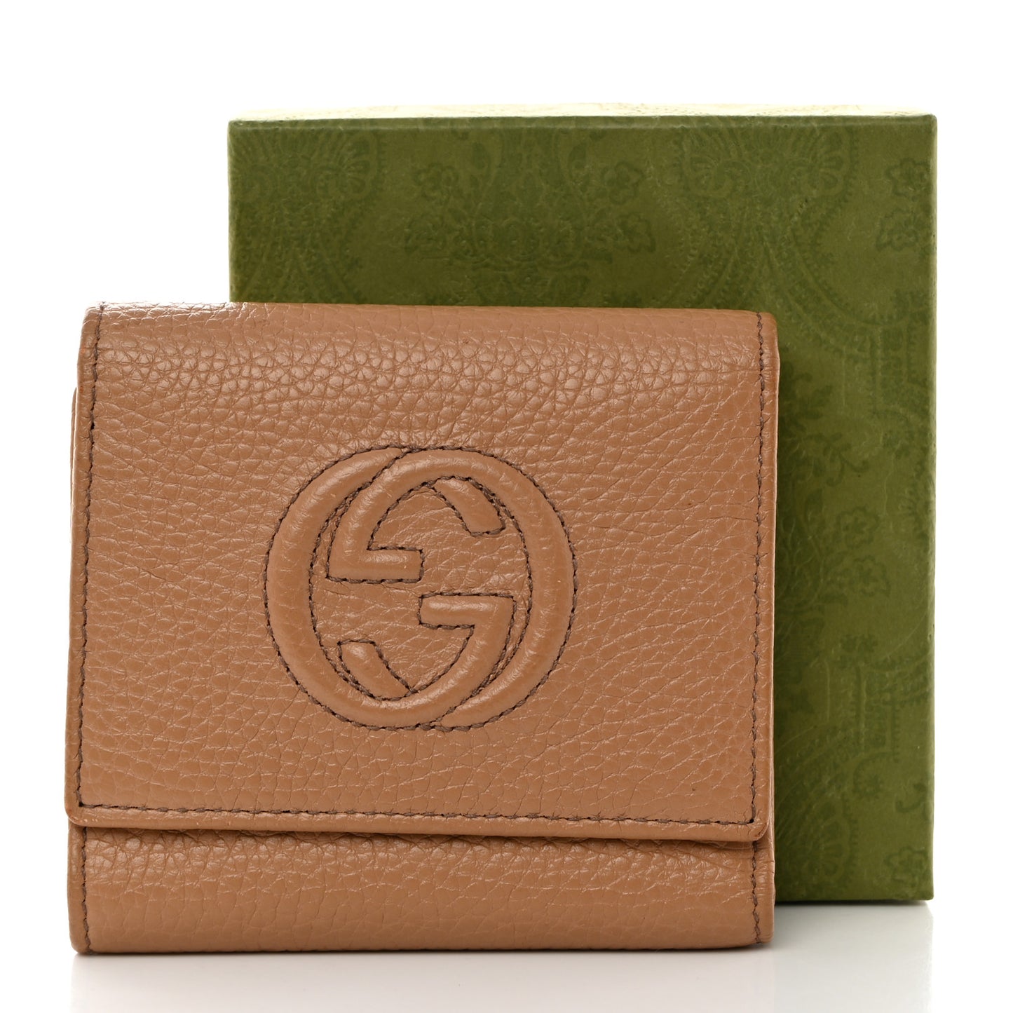 Pebbled Calfskin Soho Compact Flap Wallet Camelia