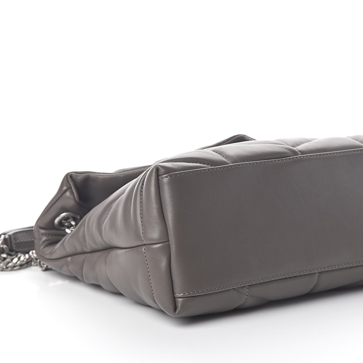 Saint Laurent Lambskin Quilted Small Loulou Puffer Monogram Chain Satchel Concrete 8 of 9