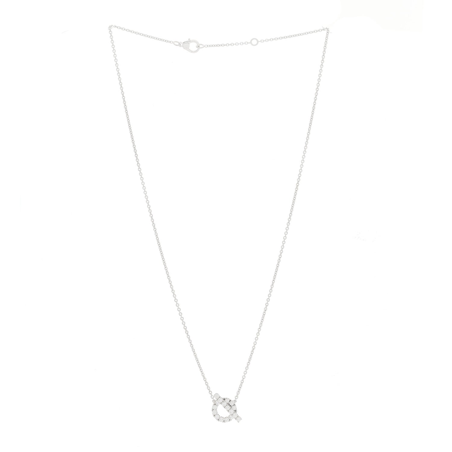 Hermes 18K White Gold Diamond Finesse Pendant Necklace 3 of 6