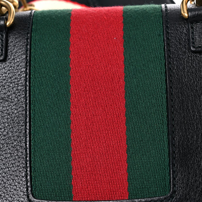 Gucci Calfskin Web Crystal Butterfly Stripe Small Totem Shoulder Bag Black 13 of 15