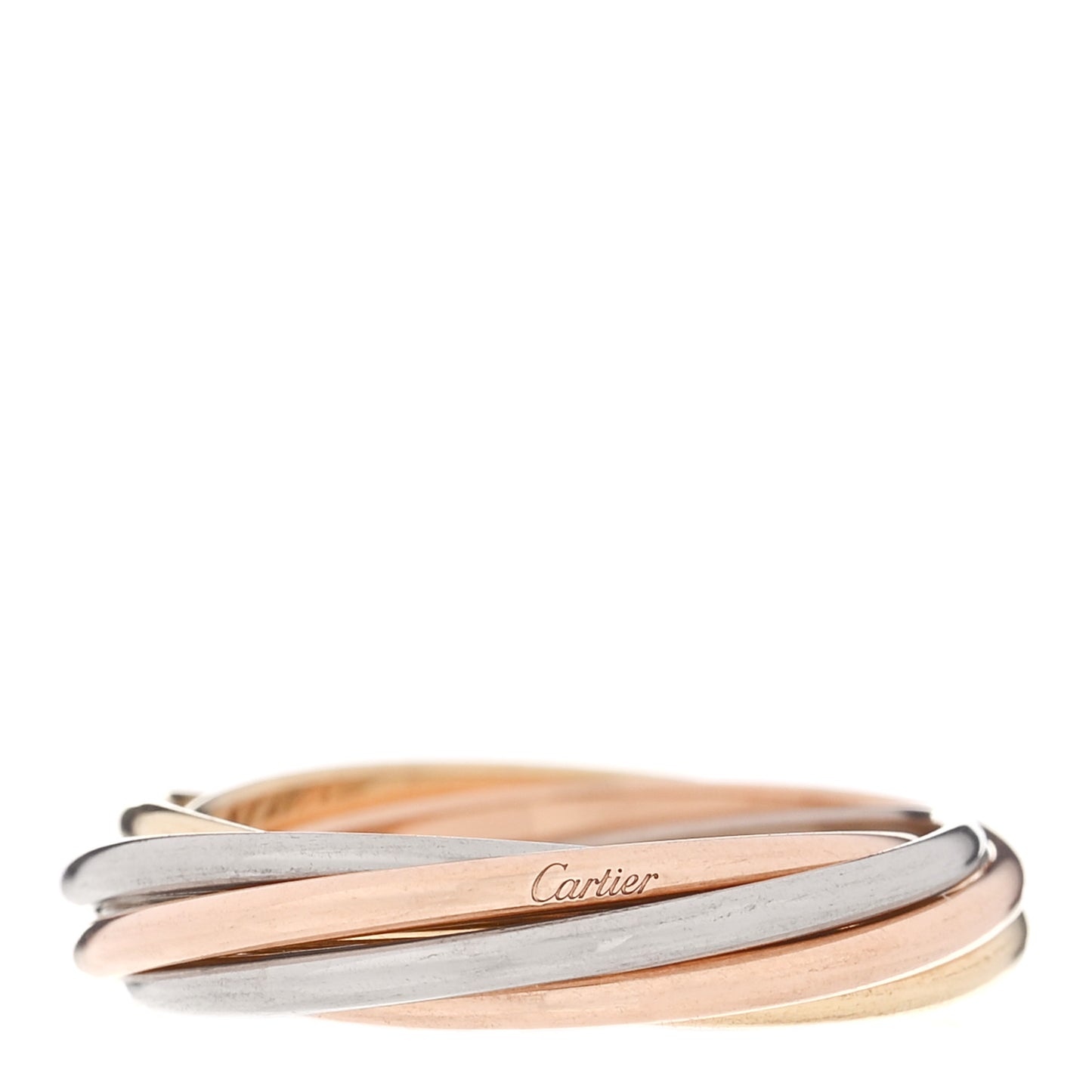 18K Pink White Yellow Gold 7 Band Trinity Ring 54 6.75