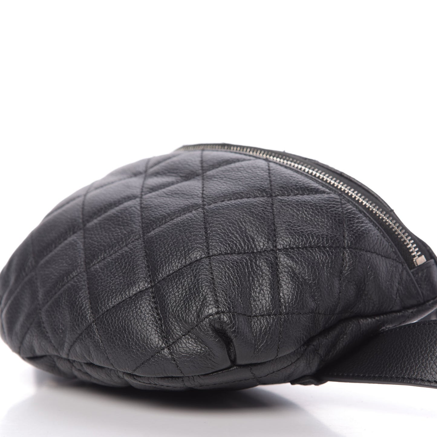 Grained Calfskin Quilted Waist Belt Bag Black
