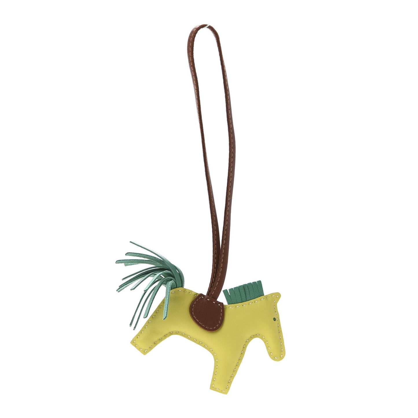 Milo Lambskin Grigri Rodeo Horse Bag Charm PM Lime Menthe Fauve