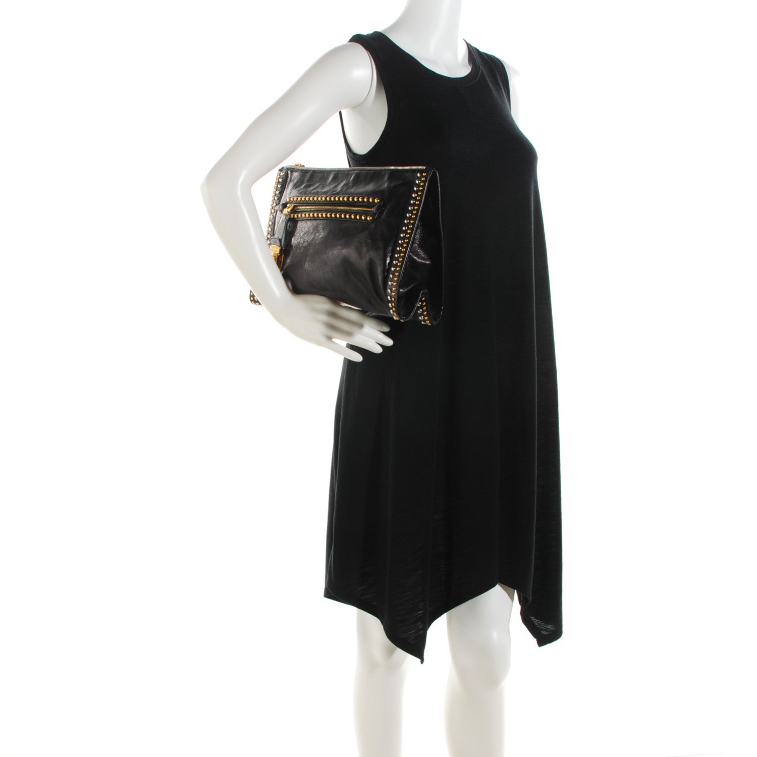Prada Soft Calf Studded Clutch Nero Black 2 of 8