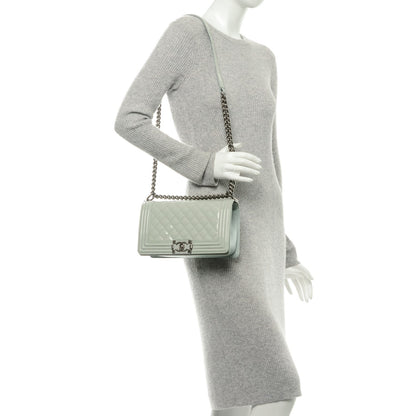 Chanel Patent Quilted Medium Boy Flap Light Blue 2 of 8