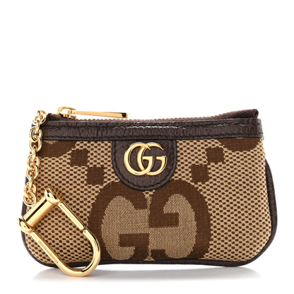 Gucci Monogram Jumbo GG Textured Dollar Calfskin Ophidia Key Case Camel Ebony New Acero 1 of 8