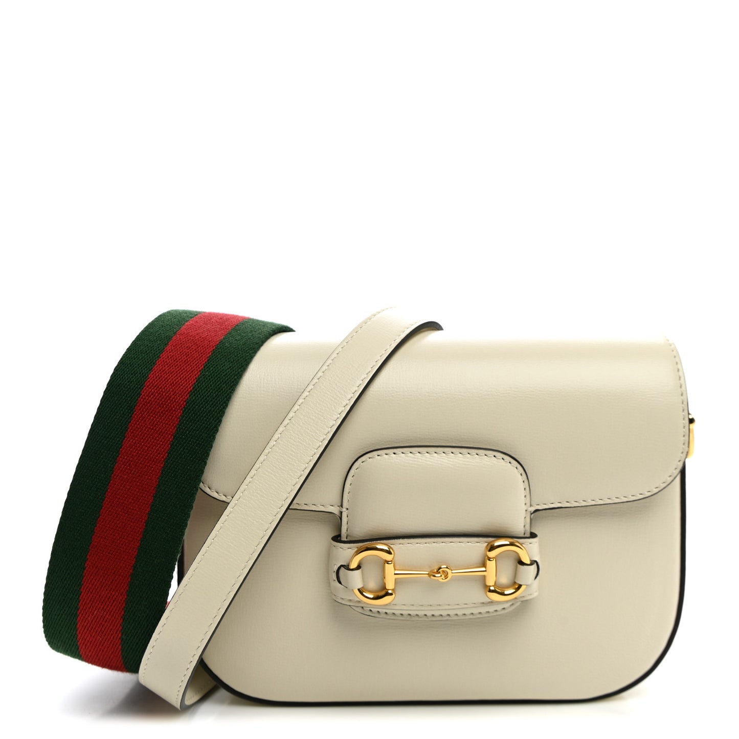 Azalea Calfskin Web Mini Horsebit 1955 Shoulder Bag Mystic White
