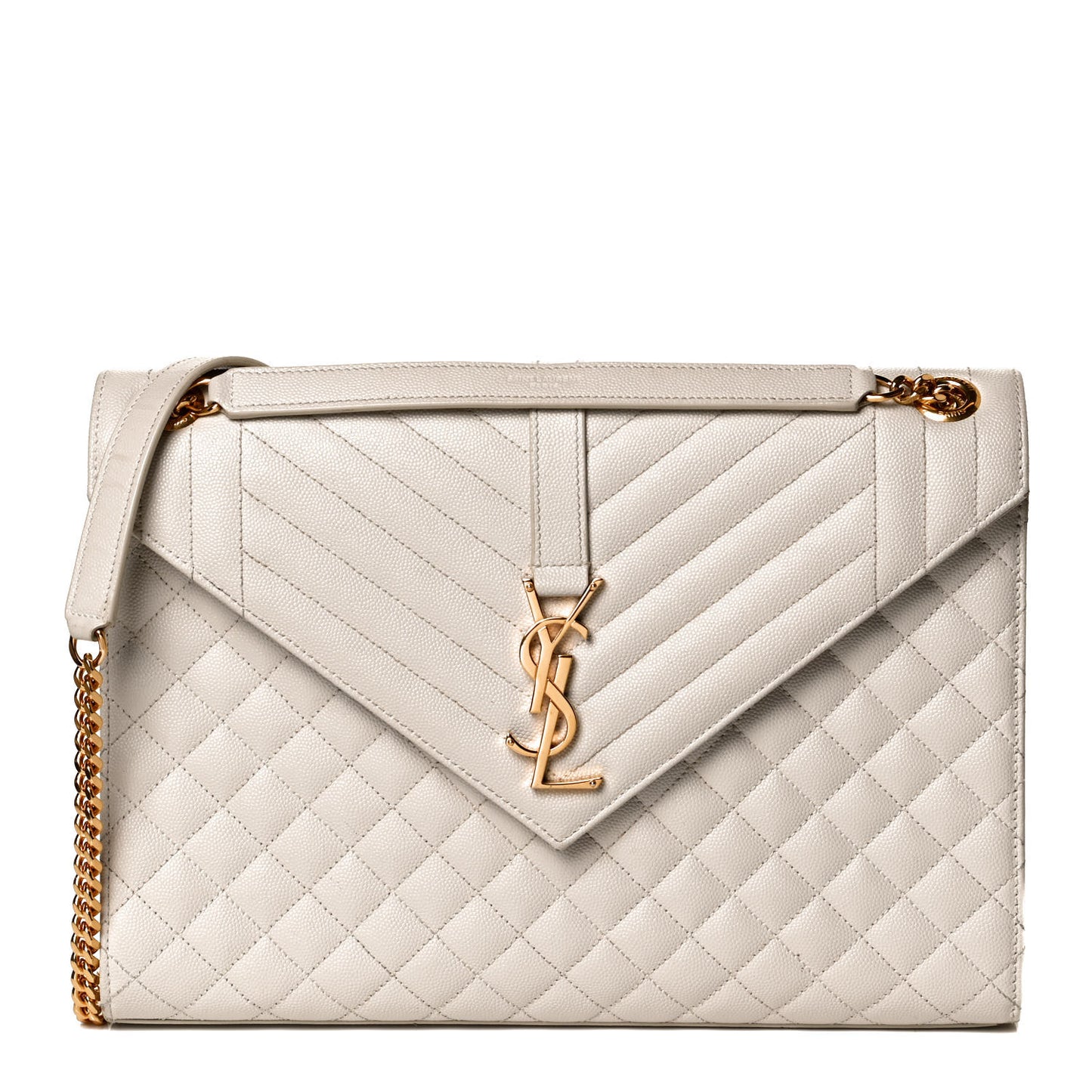 Grain De Poudre Mixed Matelasse Large Triquilt Monogram Satchel Porcellana
