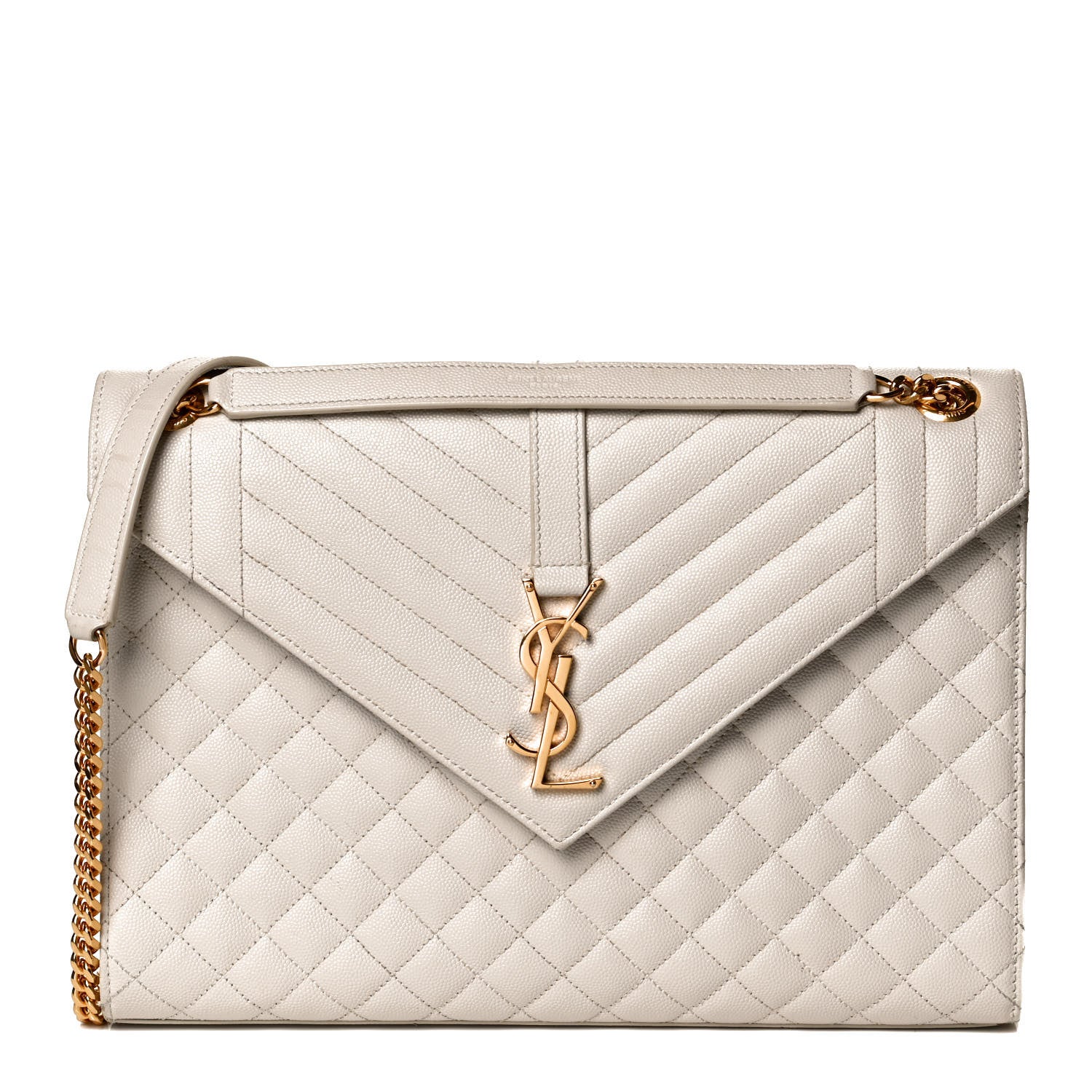 Saint Laurent Grain De Poudre Mixed Matelasse Large Triquilt Monogram Satchel Porcellana 1 of 13