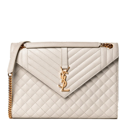 Saint Laurent Grain De Poudre Mixed Matelasse Large Triquilt Monogram Satchel Porcellana 1 of 13