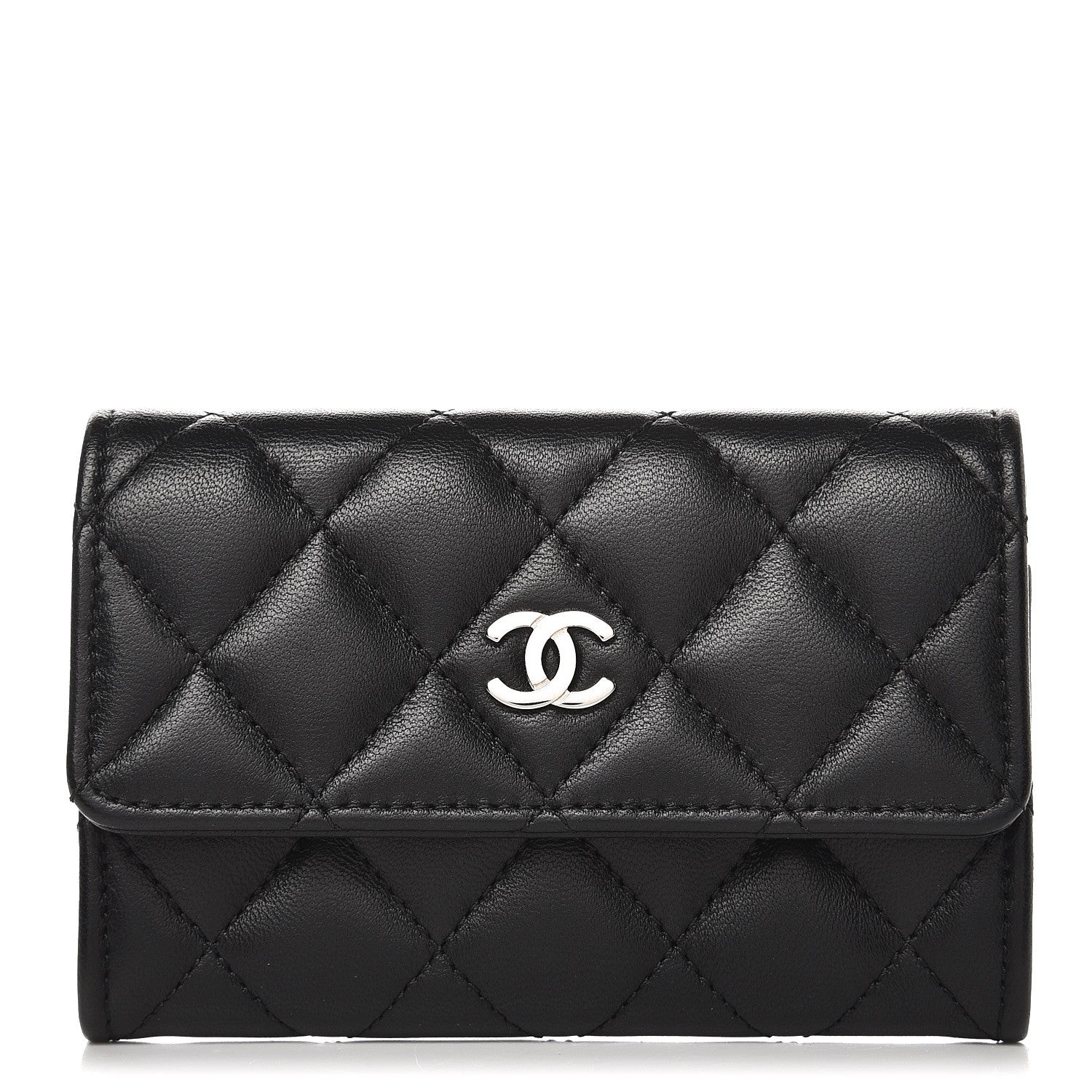 Chanel Lambskin Quilted Flap Card Holder Black 1 of 9