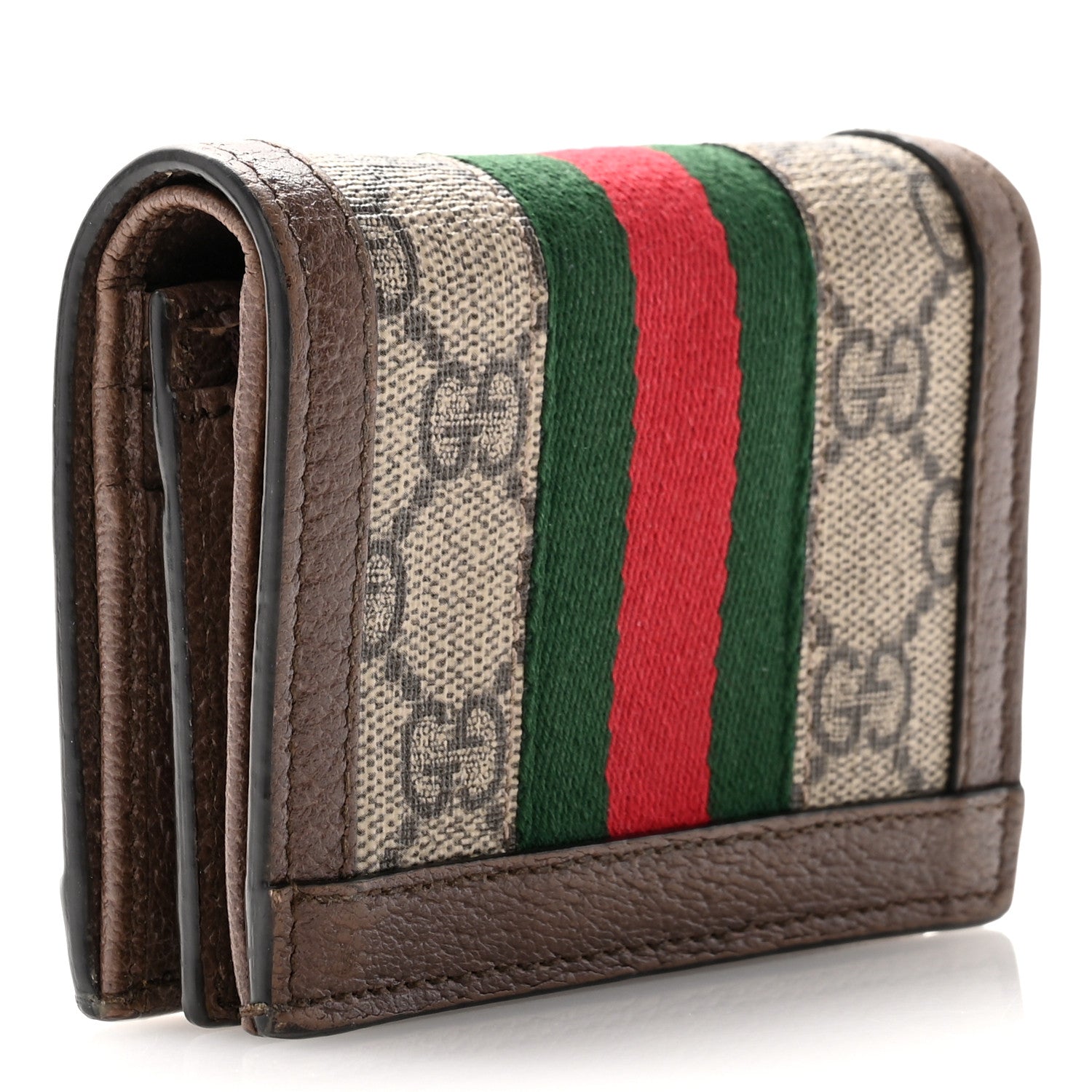 Gucci GG Supreme Monogram Web Ophidia Card Case Beige New Acero 3 of 8