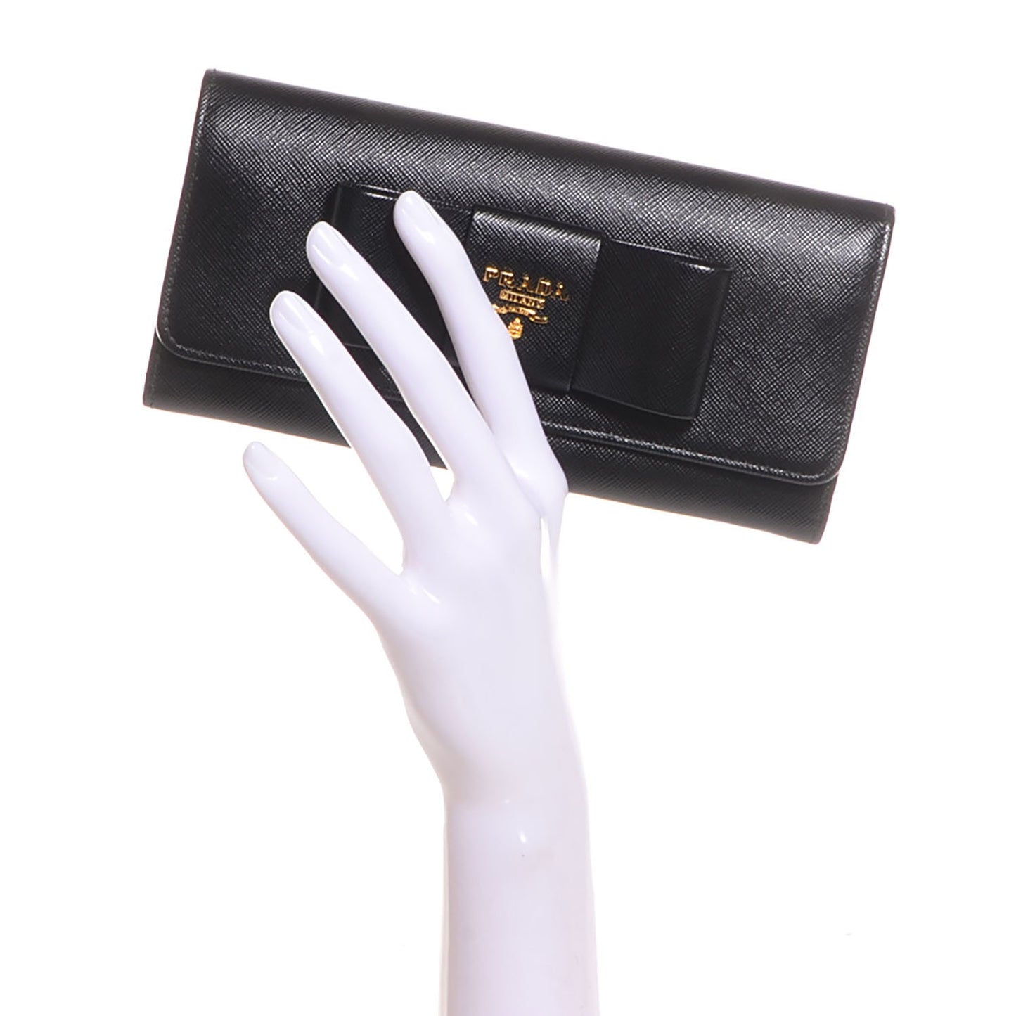 Saffiano Bow Continental Wallet Nero Black