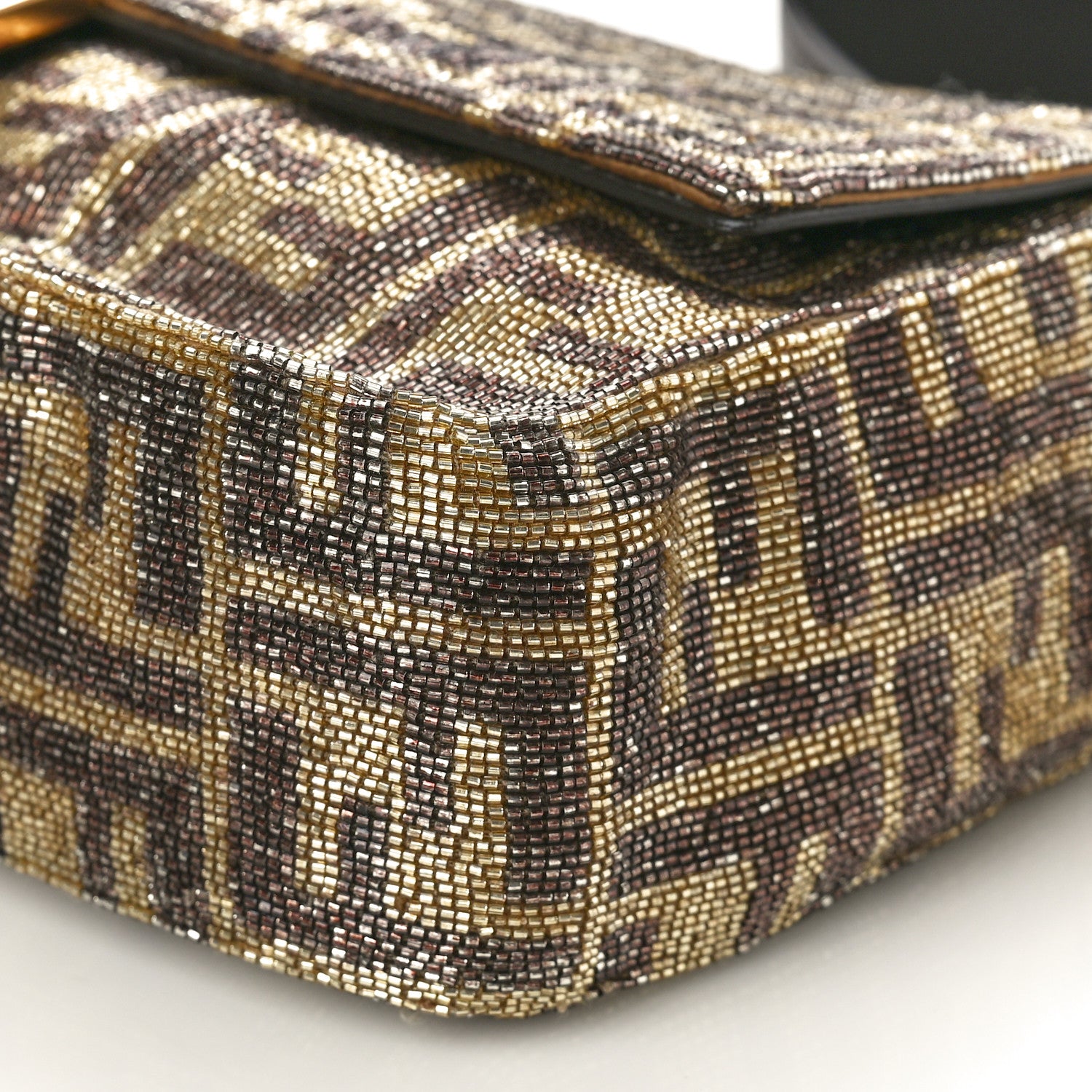 Fendi Vitello King Beaded Zucca Baguette Mogano Panna Ebano 9 of 9