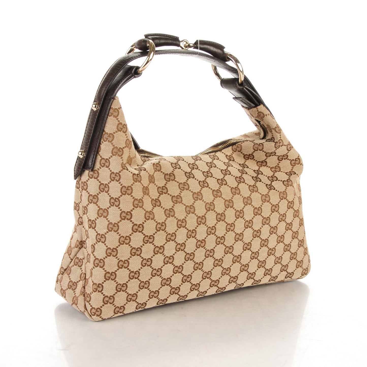 Monogram Medium Horsebit Chain Hobo Dark Brown