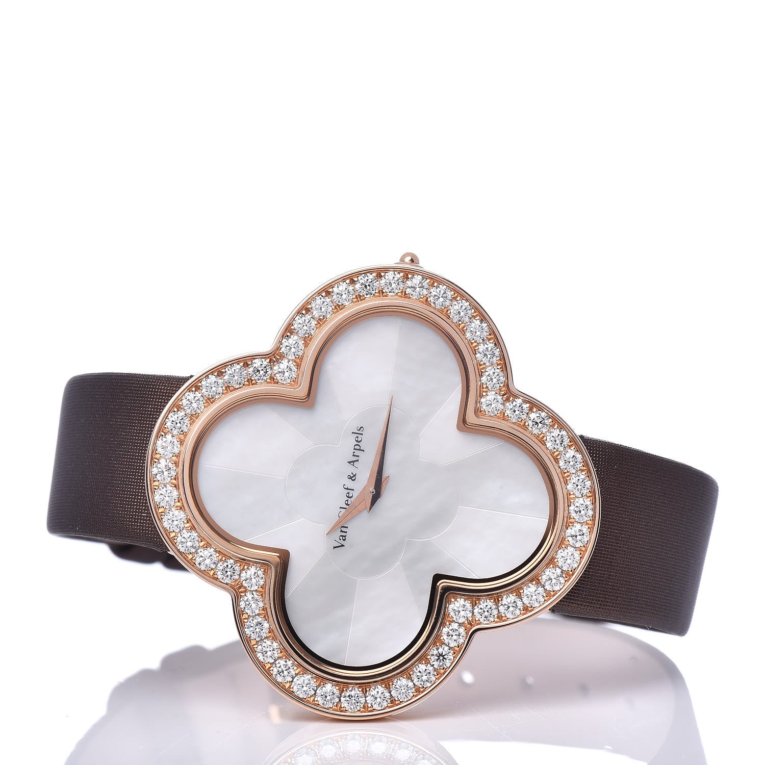 Van Cleef & Arpels 18K Rose Gold Satin Diamond Bezel Mother of Pearl 40mm Alhambra Talisman Quartz Watch 3 of 7
