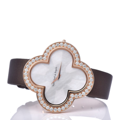 Van Cleef & Arpels 18K Rose Gold Satin Diamond Bezel Mother of Pearl 40mm Alhambra Talisman Quartz Watch 3 of 7