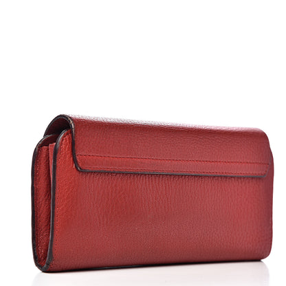 Chloe Grained Lambskin Drew Long Wallet with Flap Plaid Red 3 of 13