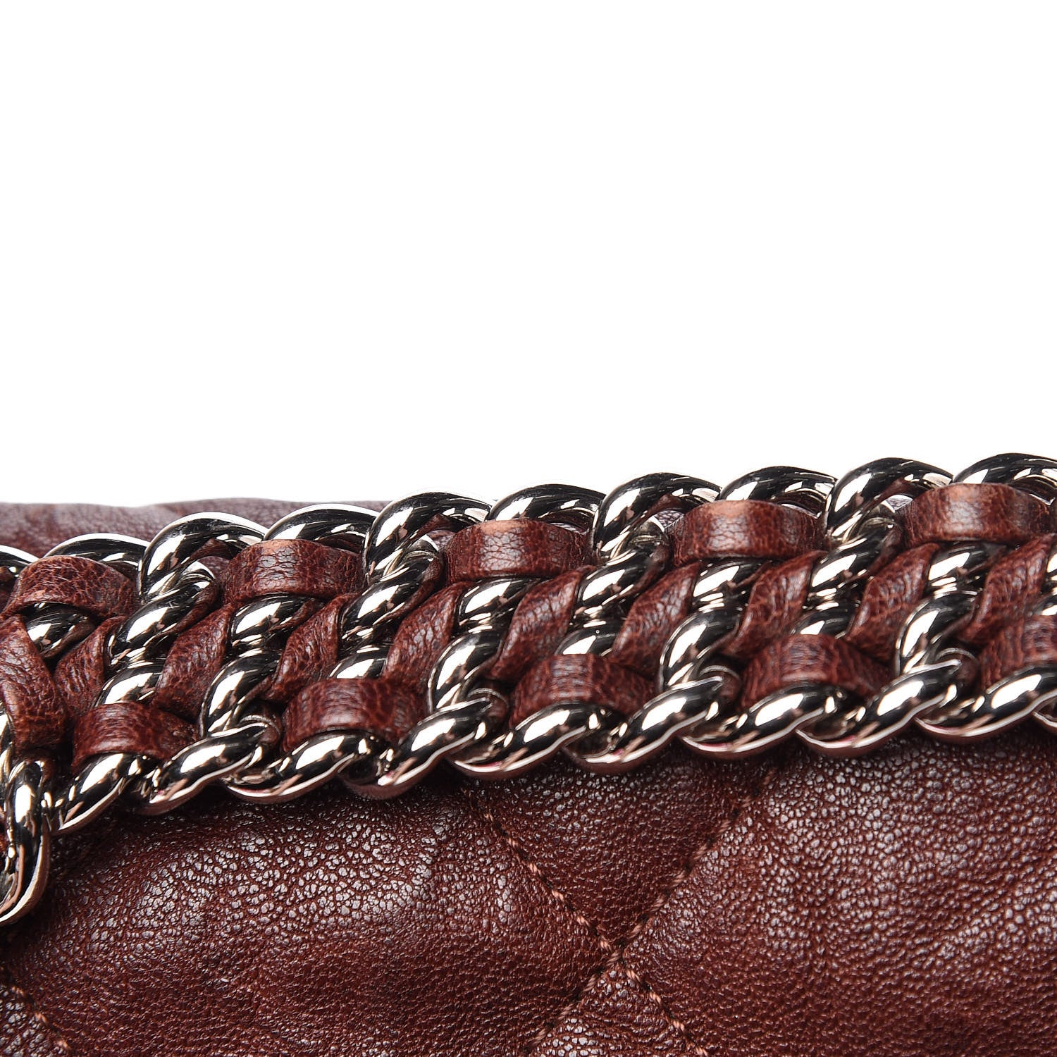 Chanel Crumpled Lambskin Quilted Maxi Chain Around Flap Dark Brown 15 of 17