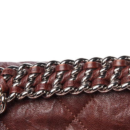 Chanel Crumpled Lambskin Quilted Maxi Chain Around Flap Dark Brown 15 of 17