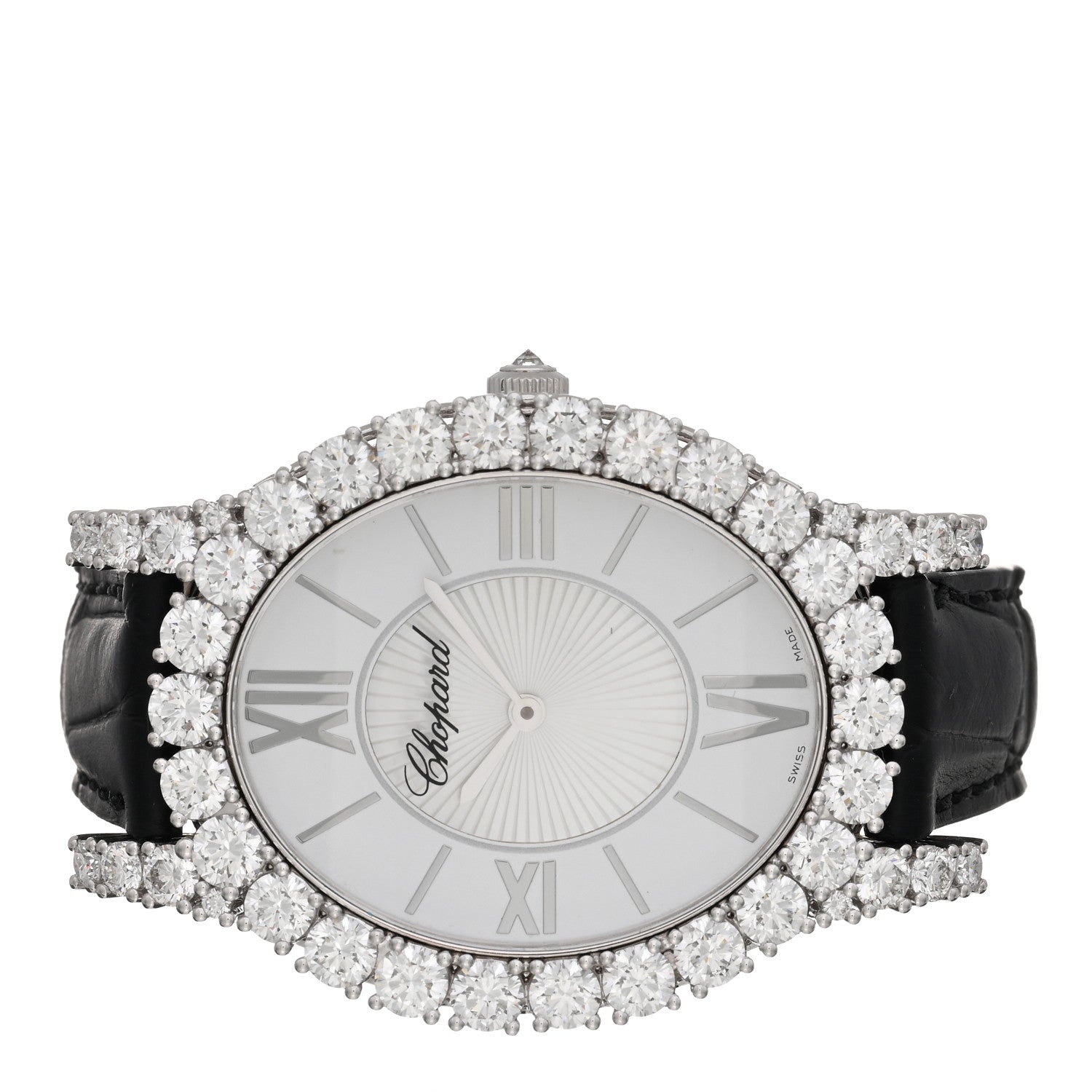 Chopard 18K White Gold Alligator Diamond Bezel 34mm L’Heure du Diamant Oval Quartz Watch 2 of 4