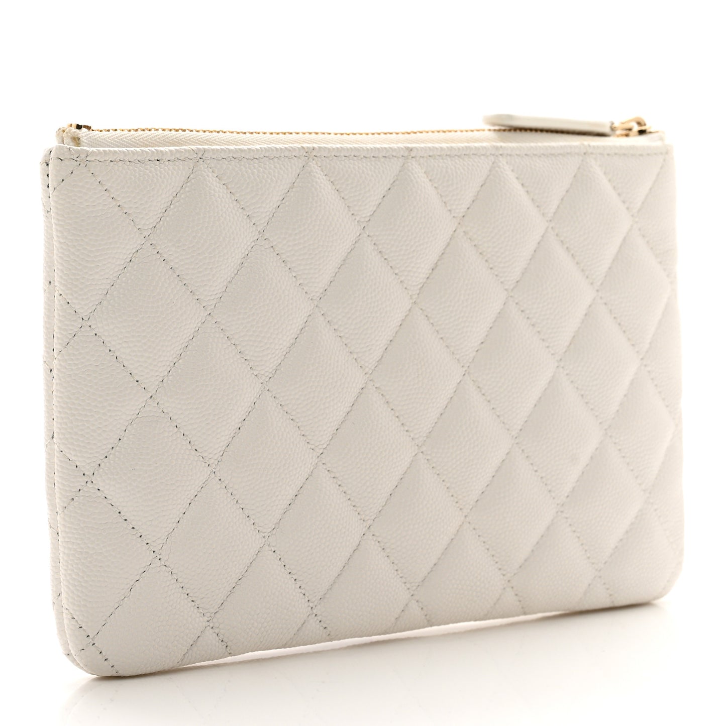 Caviar Quilted Cosmetic Case White
