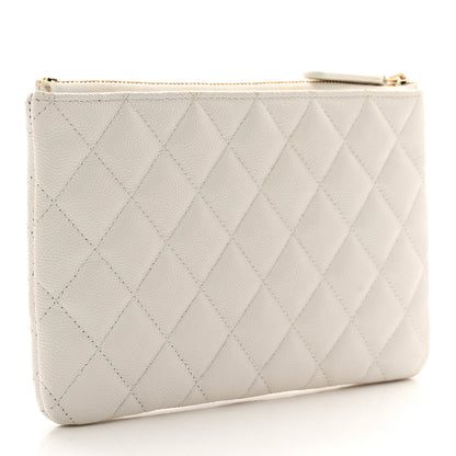 Chanel Caviar Quilted Cosmetic Case White 3 of 8