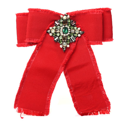 Gucci Grosgrain Crystal Bow Brooch Red 1 of 6