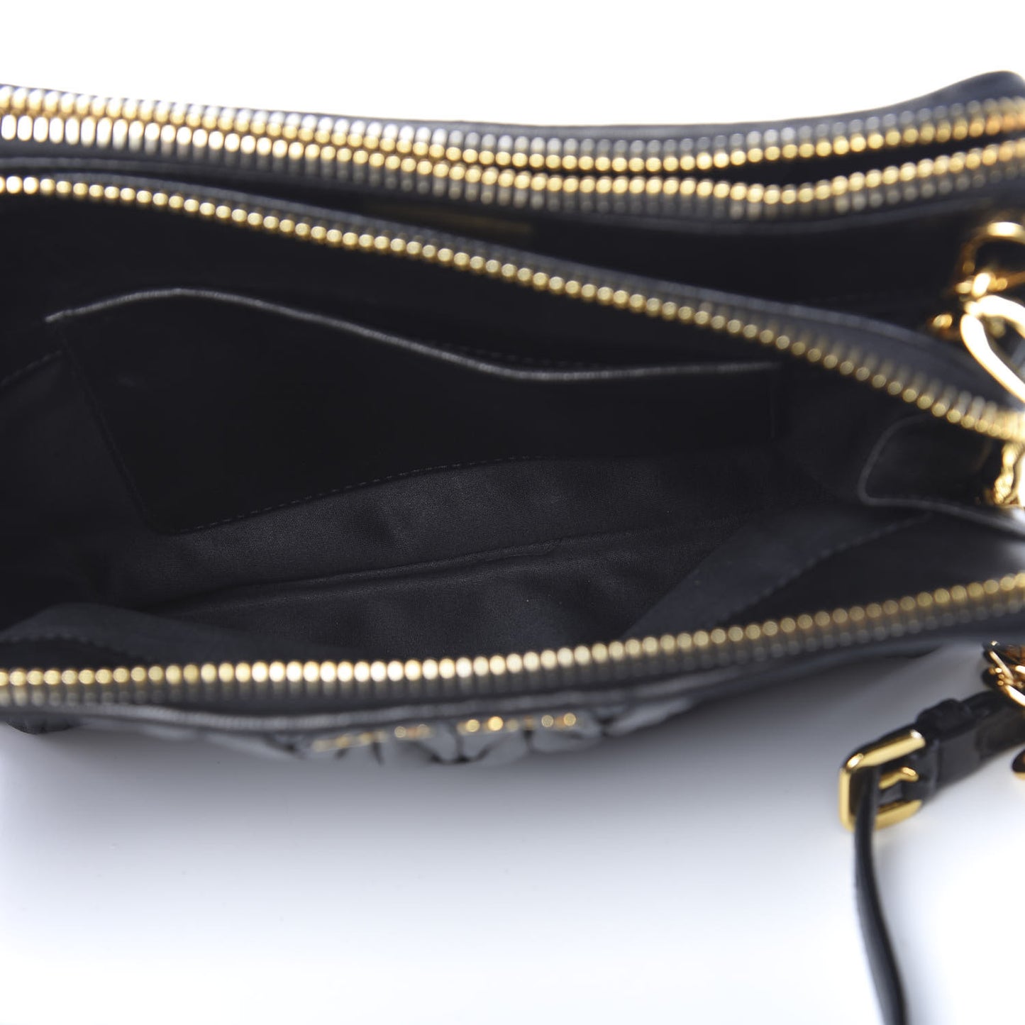 Nappa Matelasse Double Zip Chain Shoulder Bag Black